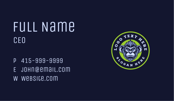 Chimpanzee Monkey Gaming Business Card Design Image Preview