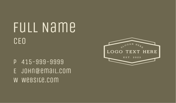 Vintage Hexagon Wordmark Business Card Design Image Preview