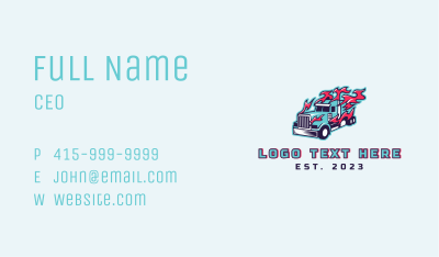 Fast Flaming Freight Truck Business Card Image Preview