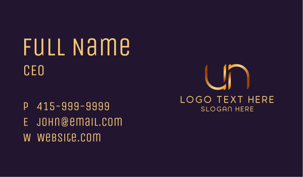 Elegant Gold Letter UN Business Card Design Image Preview