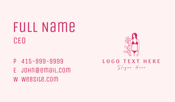 Floral Pink Lingerie Woman Business Card Design Image Preview