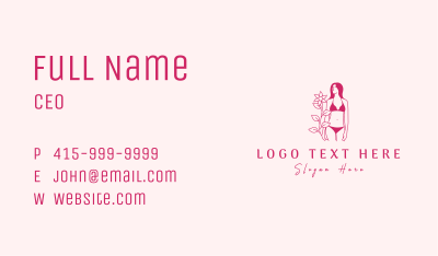 Floral Pink Lingerie Woman Business Card Image Preview