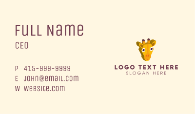 3D Kids Giraffe  Business Card Image Preview