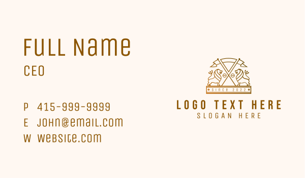 Corporate Lion Crest Business Card Design Image Preview