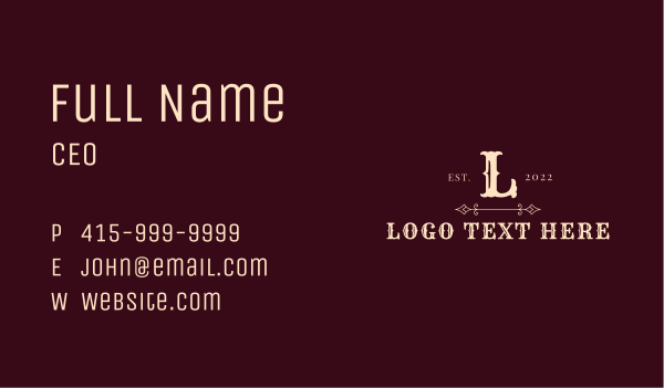Countryside Western Lettermark Business Card Design Image Preview