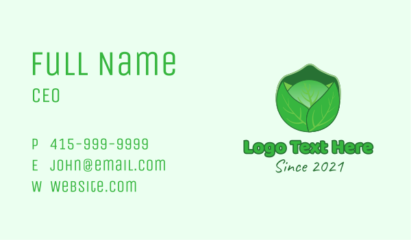 Green Cabbage  Vegetable Business Card Design Image Preview