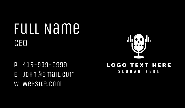 Skull Audio Microphone Business Card Design Image Preview