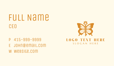 Gold Butterfly Key Wings Business Card Image Preview
