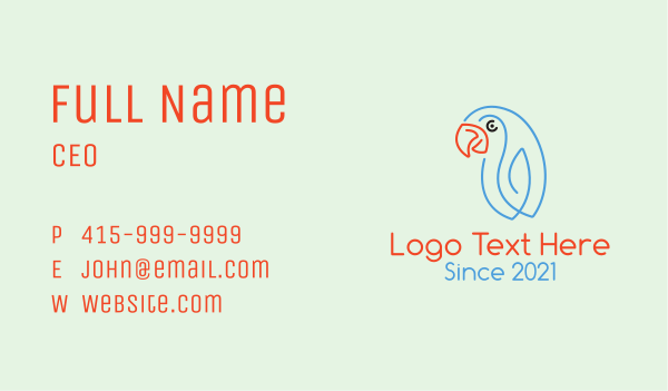 Minimalist Smiling Parrot  Business Card Design Image Preview
