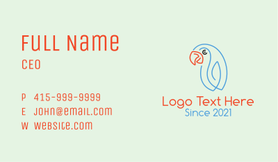 Minimalist Smiling Parrot  Business Card Image Preview