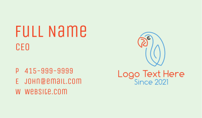 Minimalist Smiling Parrot  Business Card
