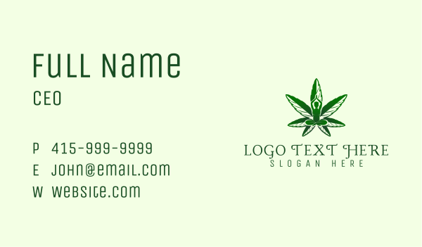 Green Cannabis Meditation Business Card Design Image Preview