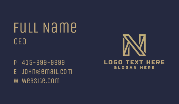 Gold Generic Letter N Business Card Design Image Preview