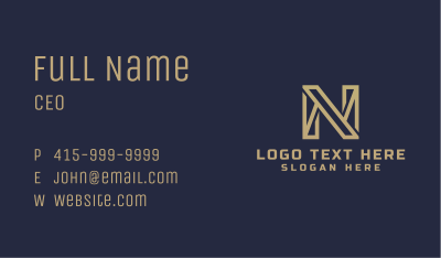 Gold Generic Letter N Business Card Image Preview