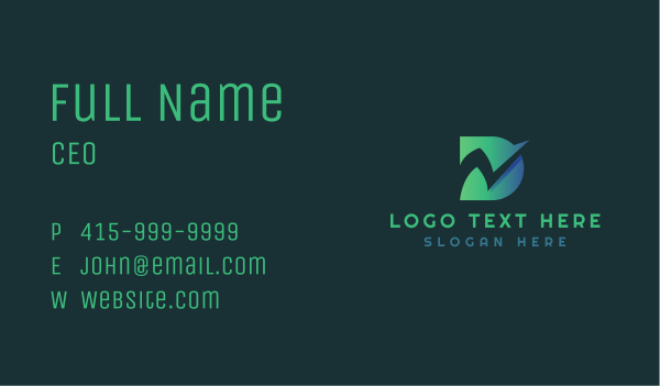 Green Gradient Letter D Business Card Design Image Preview