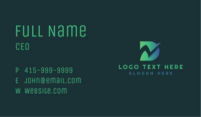 Green Gradient Letter D Business Card Image Preview