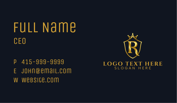 Golden Crown Letter R Business Card Design Image Preview