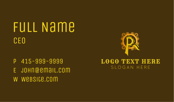 Fancy Ornate Letter Q & P Business Card Design Image Preview