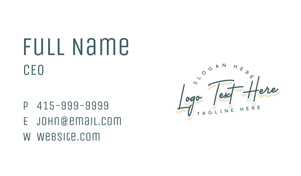 Retro Cursive Wordmark Business Card Design Image Preview