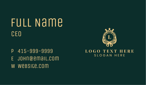 Crown Ribbon Shield Business Card Design Image Preview