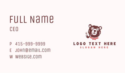 Pipe Smoking Bear Business Card Image Preview