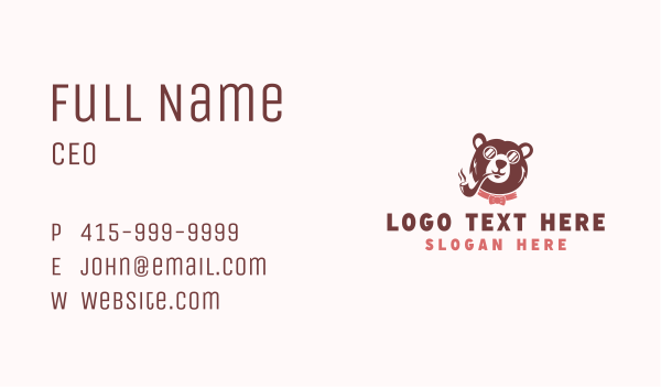 Pipe Smoking Bear Business Card Design Image Preview