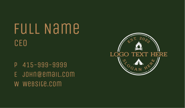 Campfire Tent Hiking Business Card Design Image Preview