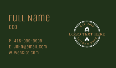 Campfire Tent Hiking Business Card Image Preview