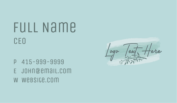 Watercolor Leaf Wordmark Business Card Design Image Preview