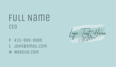 Watercolor Leaf Wordmark Business Card Image Preview