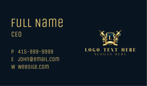 Royalty Shield Sword Ornament Business Card Design Image Preview