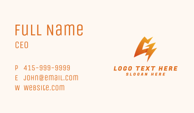 Energy Bolt Letter G Business Card Image Preview