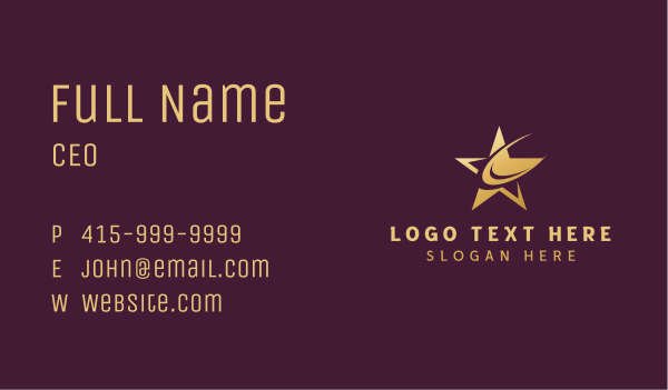 Generic Swoosh Star Business Card Design Image Preview