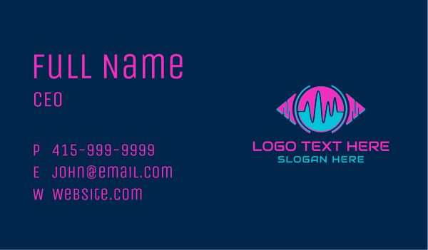 Glitch Cyber Music  Business Card Design Image Preview