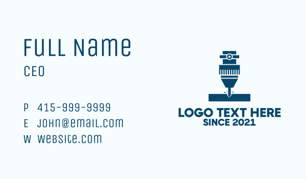 Blue Industrial Drill Business Card Design Image Preview