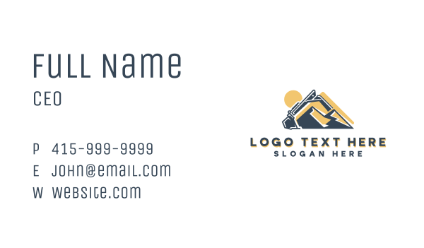 Excavator Mountain Construction Business Card Design Image Preview