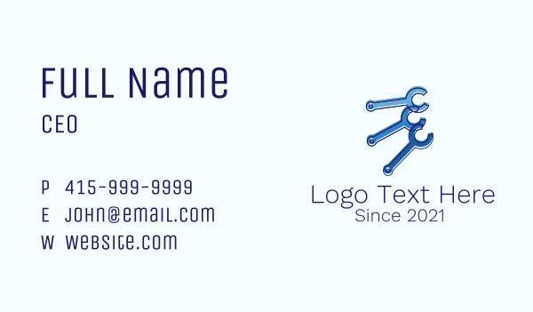 Blue Wrench Tool Business Card Design Image Preview
