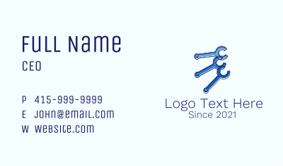 Blue Wrench Tool Business Card Image Preview