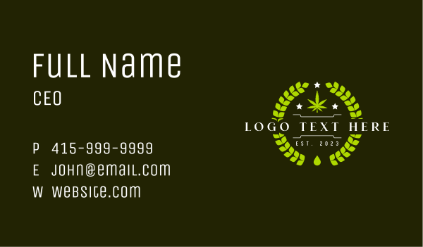 Herbal Cannabis Wreath Business Card Design Image Preview