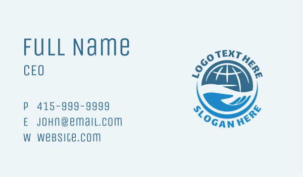 Hand Globe Volunteer Business Card Design Image Preview