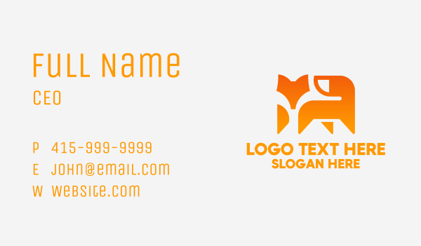 Orange Fox Silhouette Business Card Design Image Preview