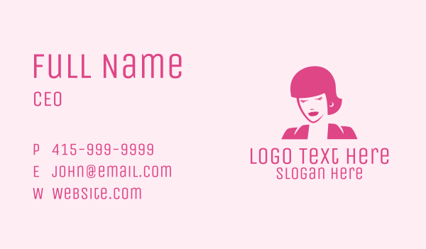 Pink Fashionista Woman Business Card Design Image Preview