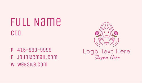 Pink Rose Girl Business Card Design Image Preview