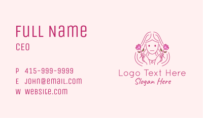 Pink Rose Girl Business Card Image Preview