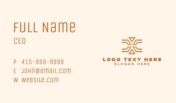 Brown Outline Letter X Business Card Design Image Preview