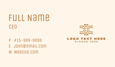 Brown Outline Letter X Business Card Image Preview