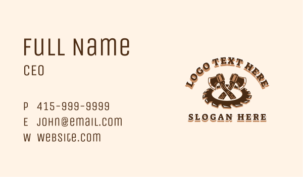 Saw Blade Axe Woodwork Business Card Design Image Preview