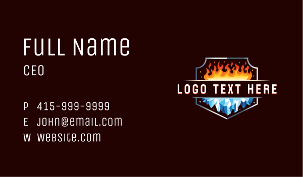 Fire Ice HVAC Business Card Design Image Preview