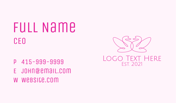 Pink Swan Couple  Business Card Design Image Preview