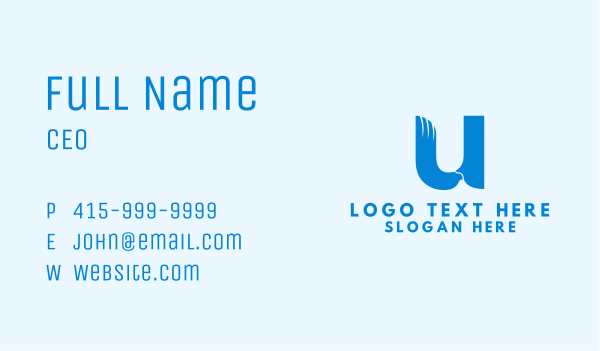 Blue Eagle Letter U Business Card Design Image Preview